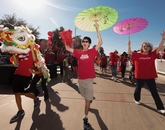 Asian-American faculty, staff and alumni broke out some festive accessories for the parade. Asian-American faculty, staff and alumni broke out some festive accessories for the parade.